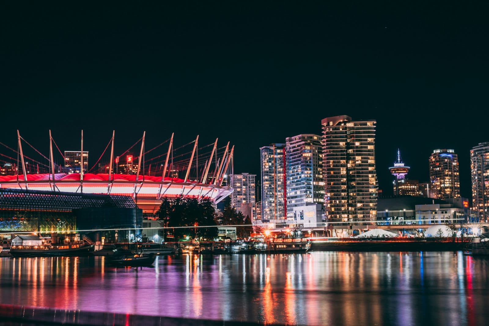 BC Place stadium at night, Vancouver
